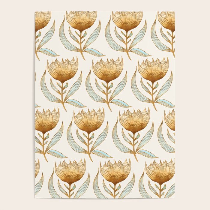 Bohemian Sunflower Pattern Poster Gallery Image 4