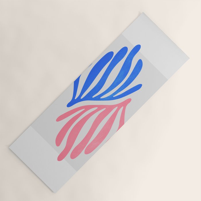 Blue & Pink Leaves: Matisse Series 01 Yoga Mat Gallery Image 1