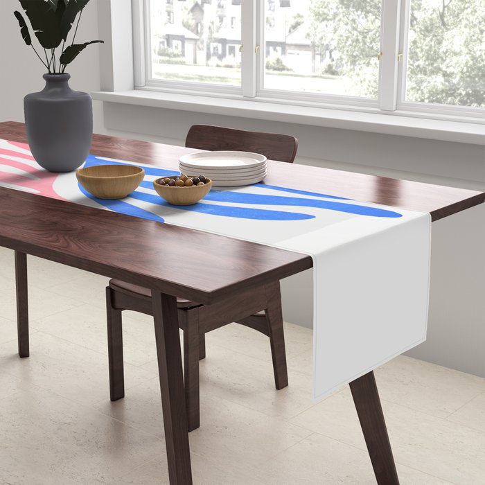 Blue & Pink Leaves: Matisse Series 01 Table Runner Gallery Image 2