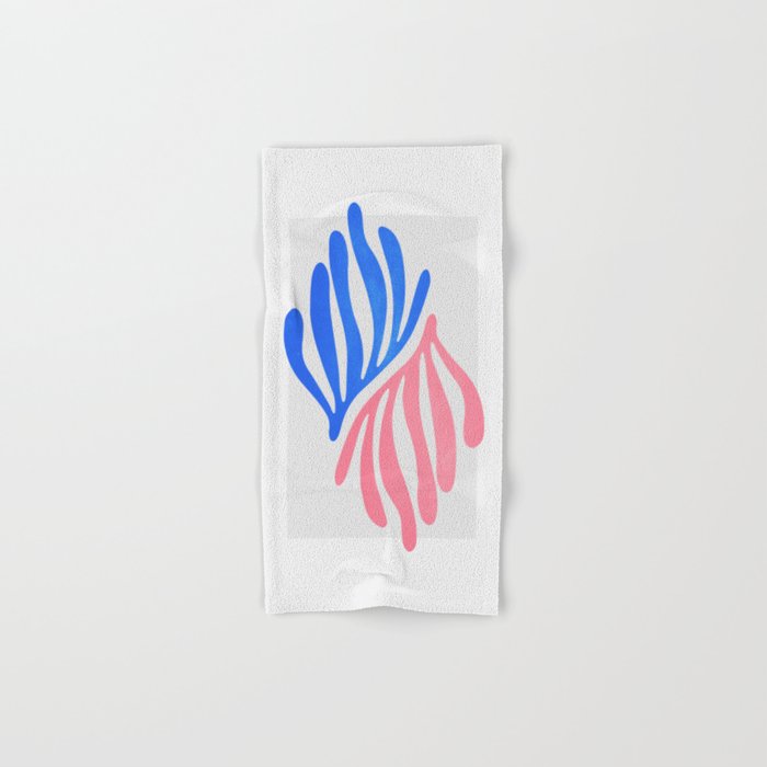 Blue & Pink Leaves: Matisse Series 01 Bath Towel Gallery Image 1