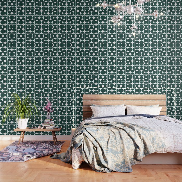 Mid Century Modern Geometric 04 Dark Green Wallpaper Gallery Image 3