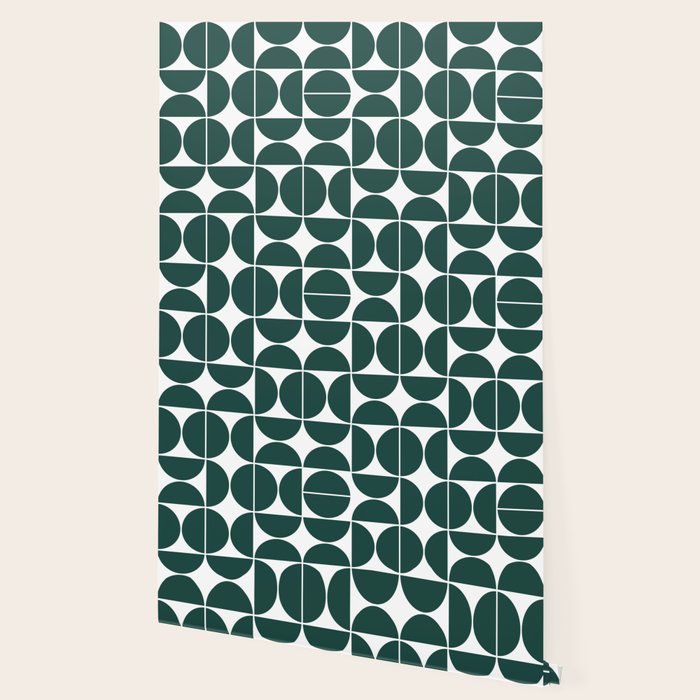 Mid Century Modern Geometric 04 Dark Green Wallpaper Gallery Image 2