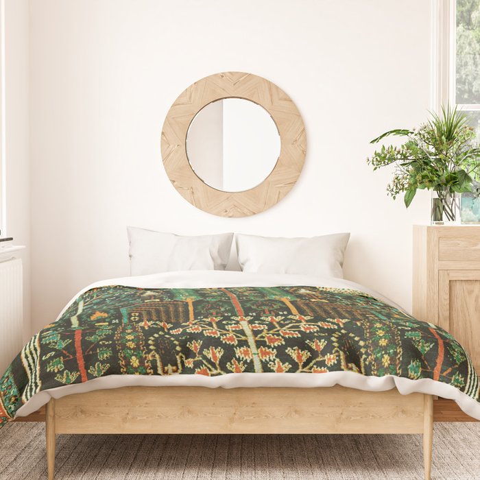 Weeping Willow Antique Bijar Persian Rug Print Duvet Cover Gallery Image 3