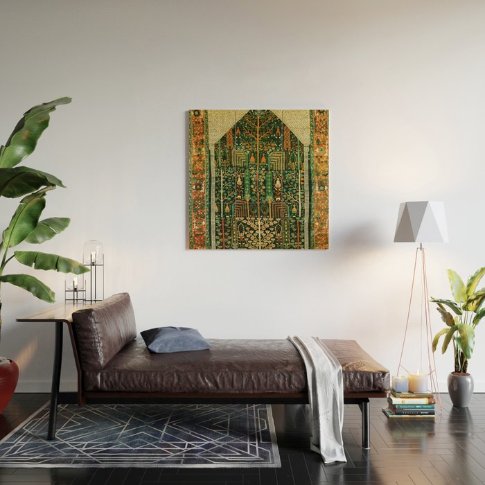 Weeping Willow Antique Bijar Persian Rug Print Wood Wall Art Gallery Image 2