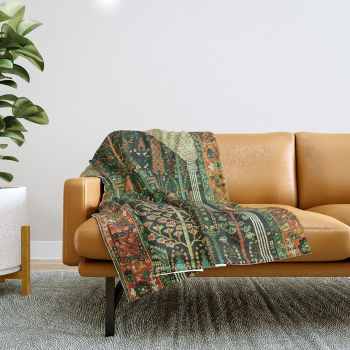 Weeping Willow Antique Bijar Persian Rug Print Throw Blanket Gallery Image 1