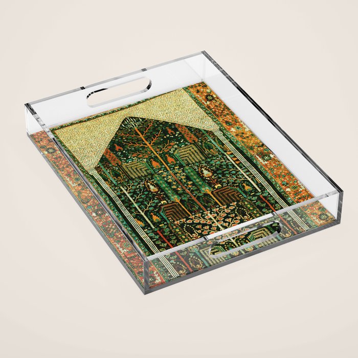 Weeping Willow Antique Bijar Persian Rug Print Acrylic Tray Gallery Image 1