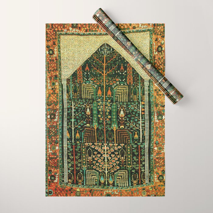 Weeping Willow Antique Bijar Persian Rug Print Wrapping Paper Gallery Image 1