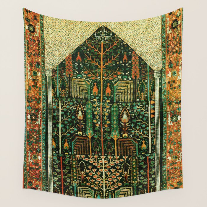 Weeping Willow Antique Bijar Persian Rug Print Wall Tapestry Gallery Image 1