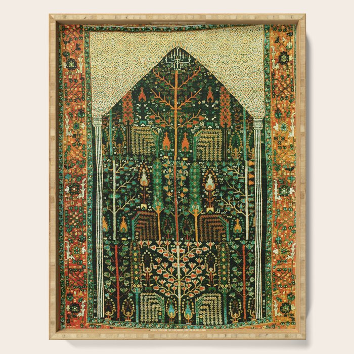 Weeping Willow Antique Bijar Persian Rug Print Serving Tray Gallery Image 1