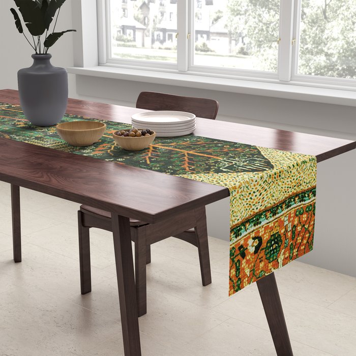 Weeping Willow Antique Bijar Persian Rug Print Table Runner Gallery Image 2