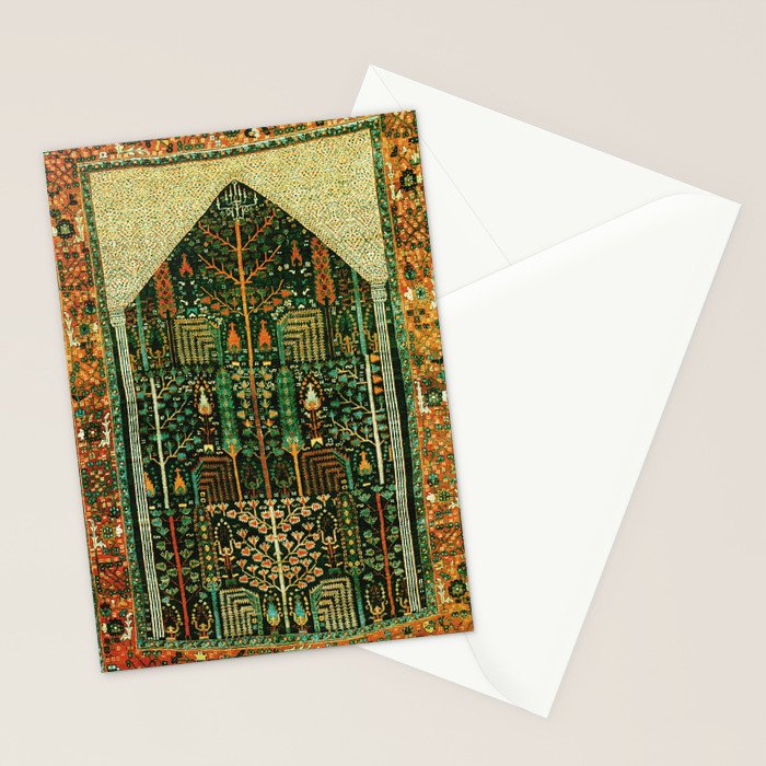 Weeping Willow Antique Bijar Persian Rug Print Stationery Card Gallery Image 2