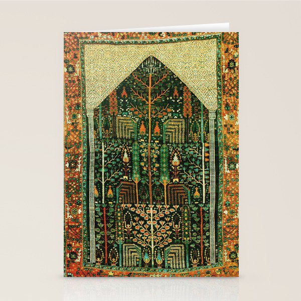 Weeping Willow Antique Bijar Persian Rug Print Stationery Card Gallery Image 2