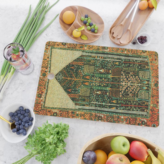 Weeping Willow Antique Bijar Persian Rug Print Cutting Board Gallery Image 2