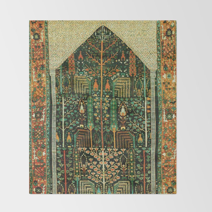 Weeping Willow Antique Bijar Persian Rug Print Throw Blanket Gallery Image 2