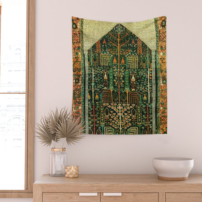 Weeping Willow Antique Bijar Persian Rug Print Wall Tapestry Gallery Image 2