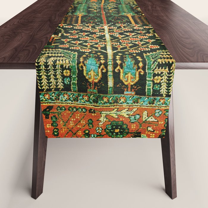 Weeping Willow Antique Bijar Persian Rug Print Table Runner Gallery Image 1