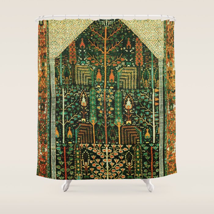 Weeping Willow Antique Bijar Persian Rug Print Shower Curtain Gallery Image 1