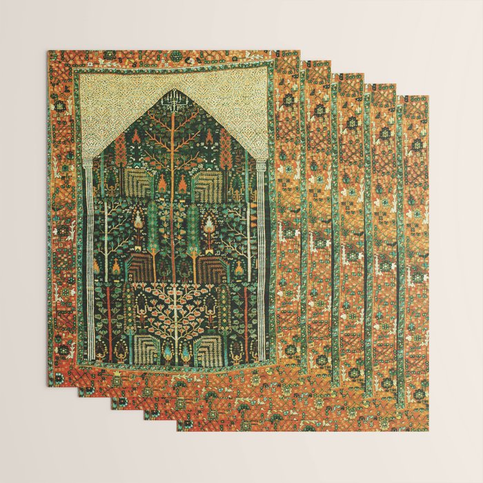 Weeping Willow Antique Bijar Persian Rug Print Wrapping Paper Gallery Image 3