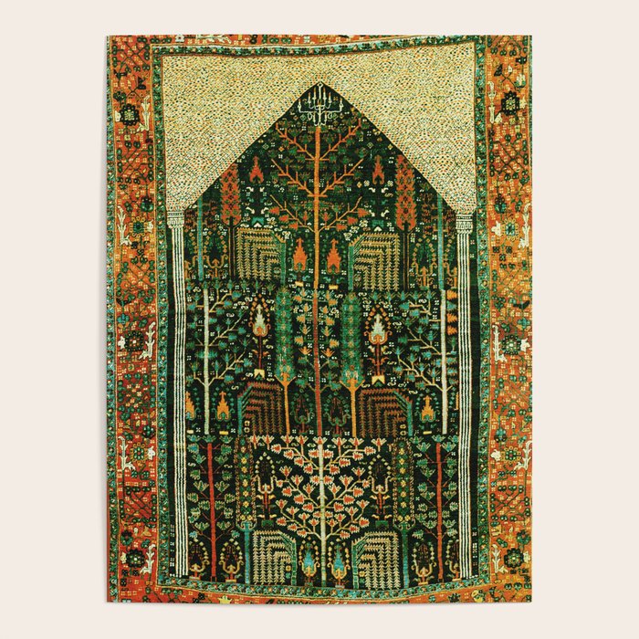 Weeping Willow Antique Bijar Persian Rug Print Poster Gallery Image 4