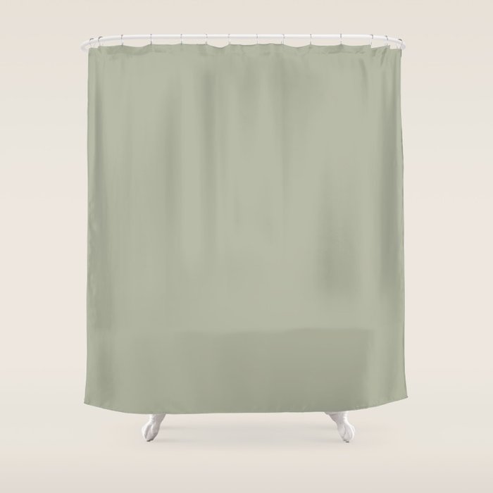 Solid Linen Sage Shower Curtain Gallery Image 1