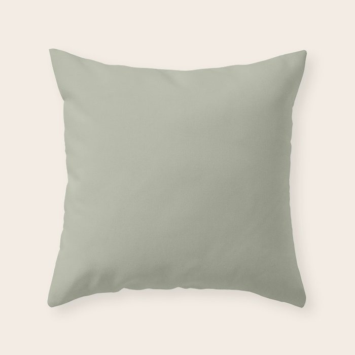 Solid Linen Sage Throw Pillow Gallery Image 1