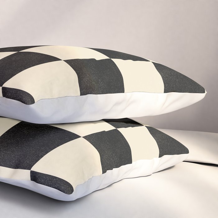 Checkers - Black and Cream Pillow Sham Gallery Image 3