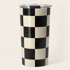Checkers - Black and Cream Travel Mug Gallery Image 1