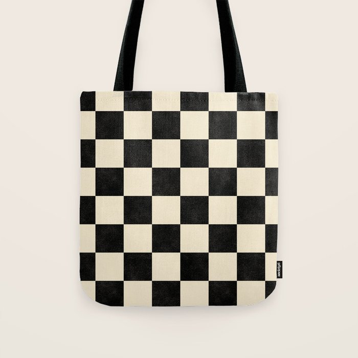 Checkers - Black and Cream Tote Bag Gallery Image 1