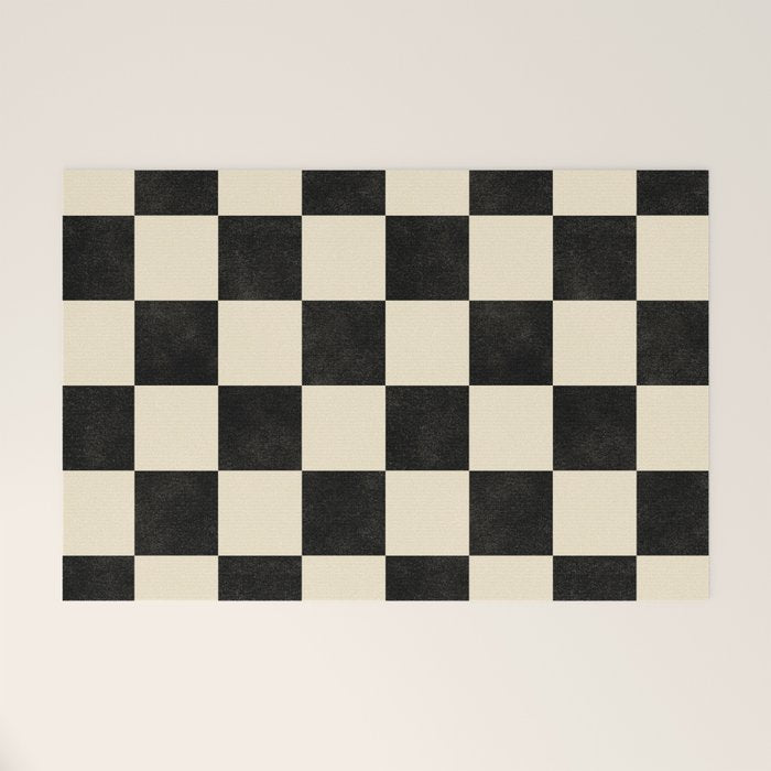 Checkers - Black and Cream Welcome Mat Gallery Image 1