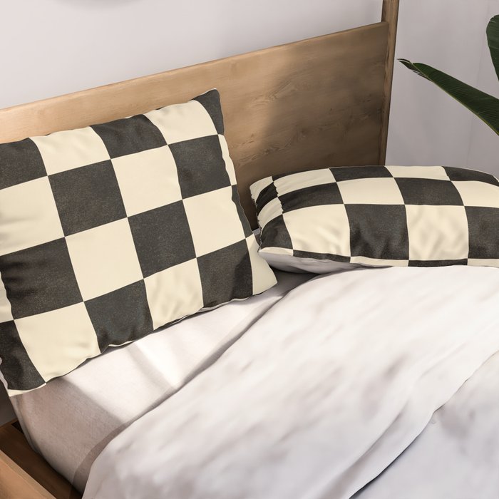 Checkers - Black and Cream Pillow Sham Gallery Image 2
