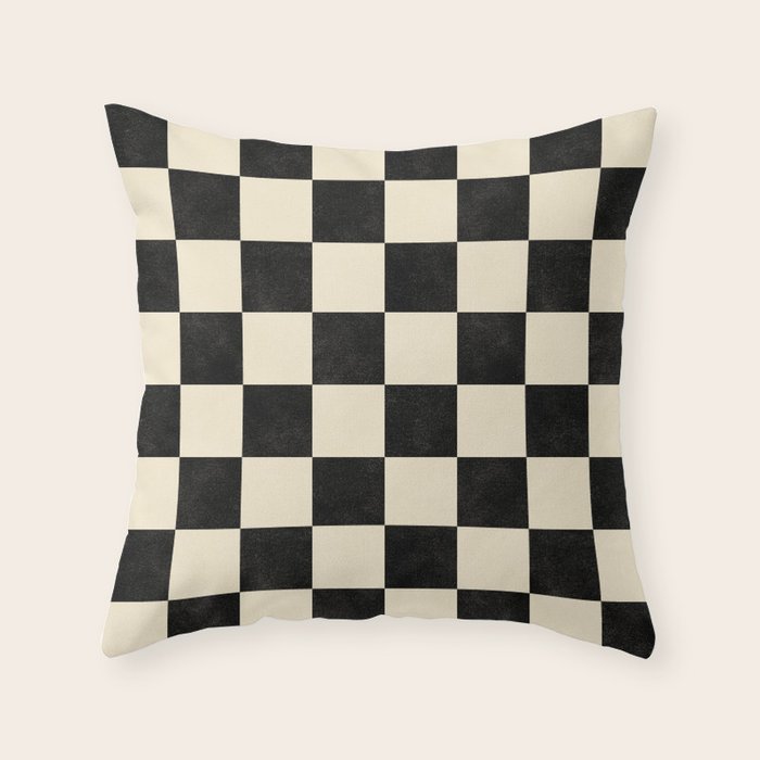 Checkers - Black and Cream Throw Pillow Gallery Image 1