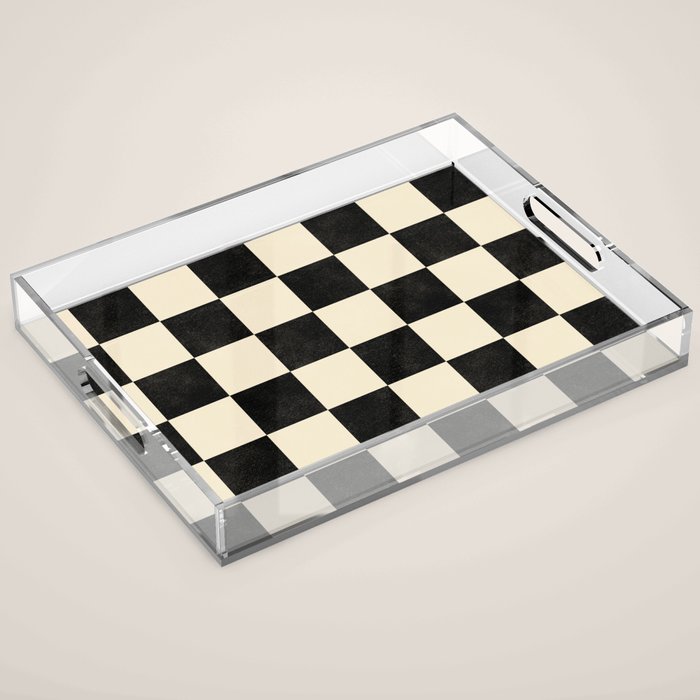 Checkers - Black and Cream Acrylic Tray Gallery Image 1
