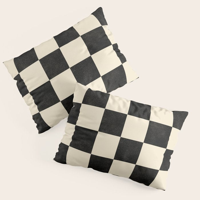 Checkers - Black and Cream Pillow Sham Gallery Image 1