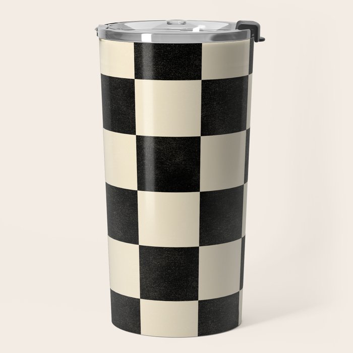 Checkers - Black and Cream Travel Mug Gallery Image 2