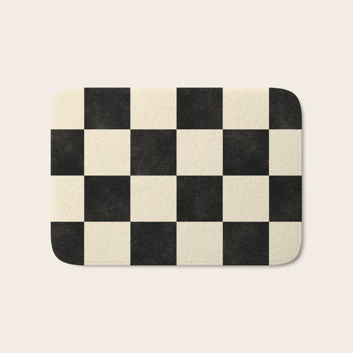 Checkers - Black and Cream Bath Mat Gallery Image 1