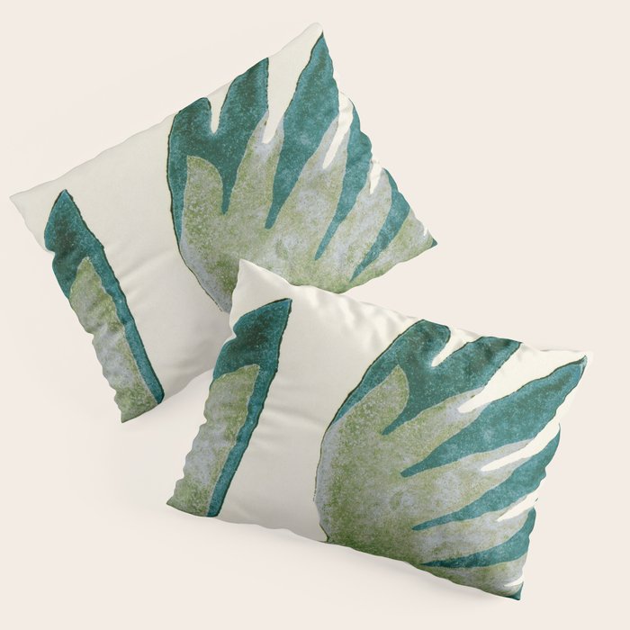 Linocut Flower / Dark Teal Pillow Sham Gallery Image 1