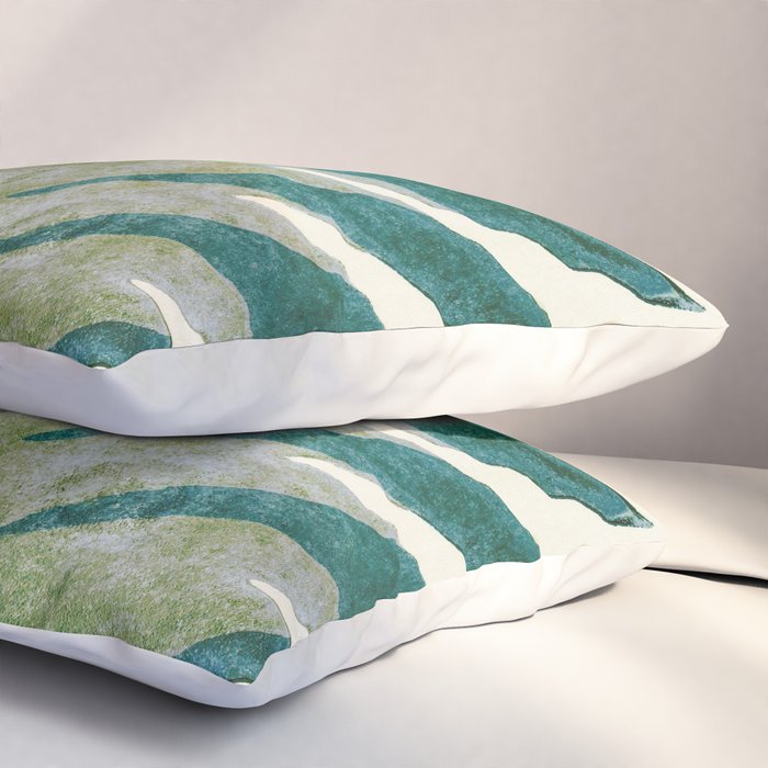 Linocut Flower / Dark Teal Pillow Sham Gallery Image 3