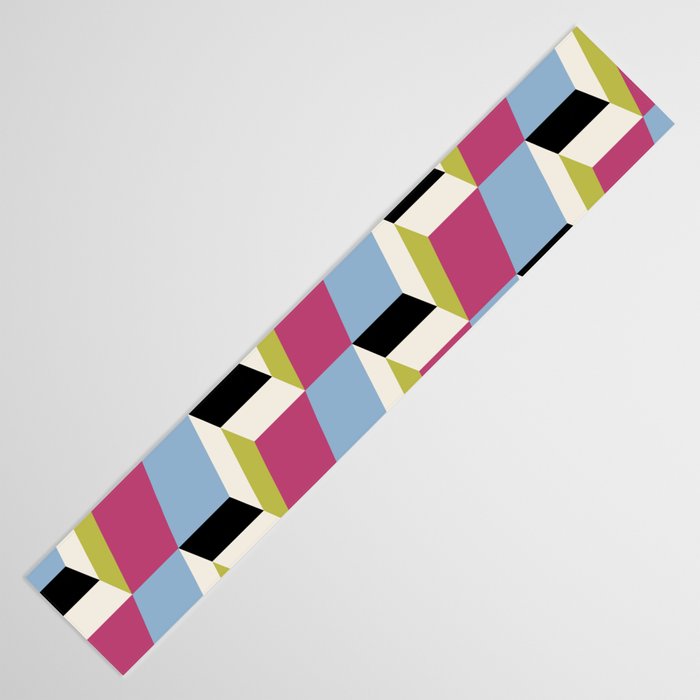 Cuboid Geometric Abstract Shapes Pattern XXXIV Table Runner Gallery Image 3