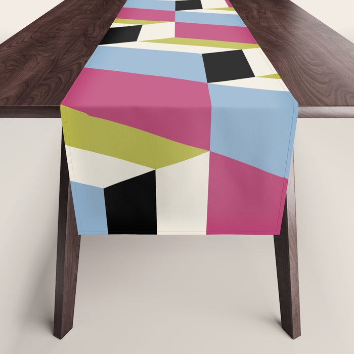Cuboid Geometric Abstract Shapes Pattern XXXIV Table Runner Gallery Image 1