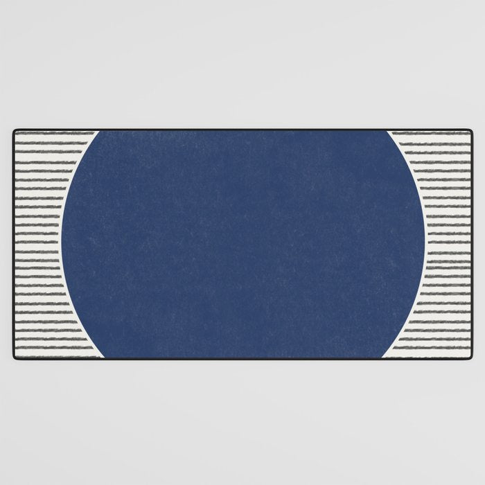 Navy Blue Woodblock  Desk Mat Gallery Image 3