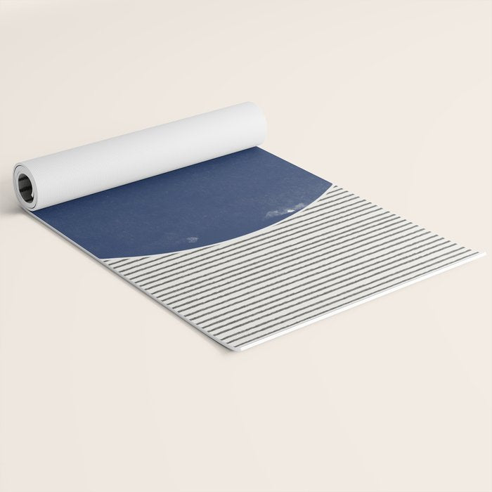 Navy Blue Woodblock  Yoga Mat Gallery Image 2