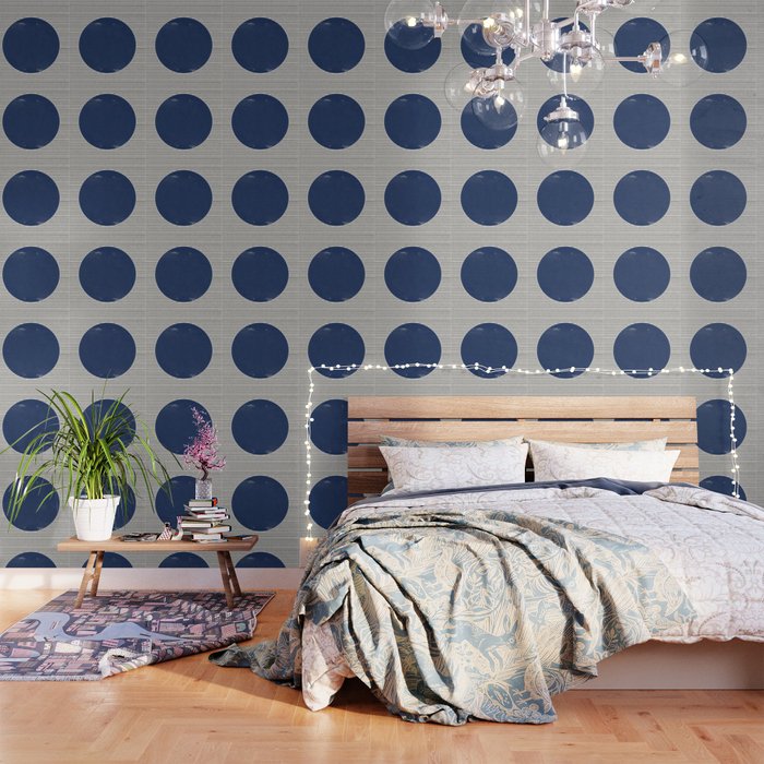 Navy Blue Woodblock  Wallpaper Gallery Image 1