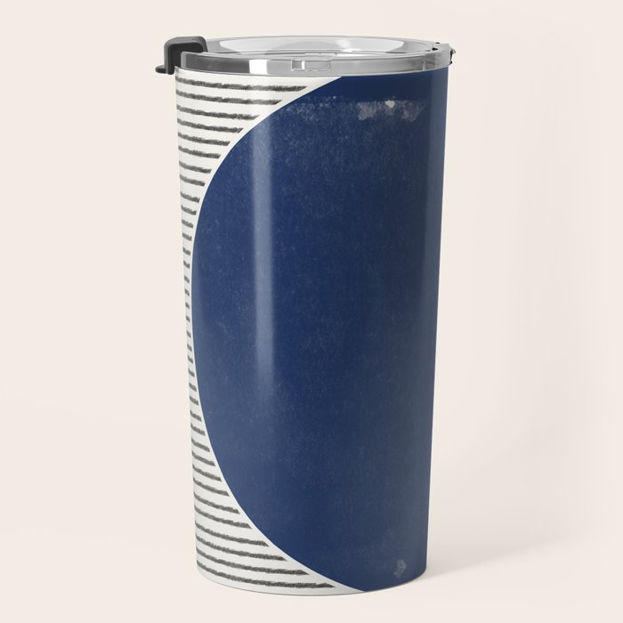 Navy Blue Woodblock  Travel Mug Gallery Image 3