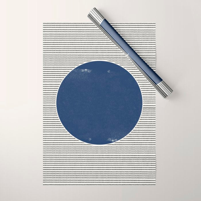 Navy Blue Woodblock  Wrapping Paper Gallery Image 1