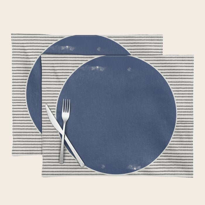 Navy Blue Woodblock  Placemat Gallery Image 1