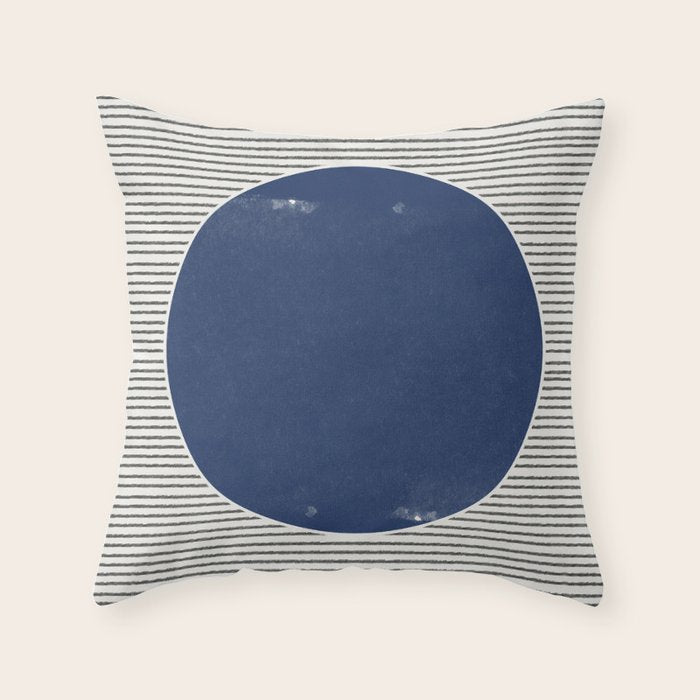 Navy Blue Woodblock  Throw Pillow Gallery Image 6
