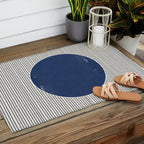 Navy Blue Woodblock  Outdoor Rug Gallery Image 2
