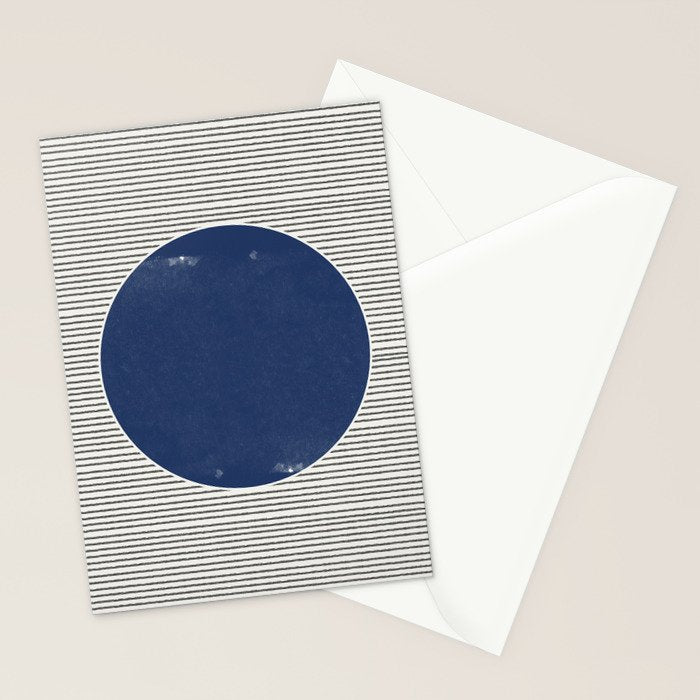 Navy Blue Woodblock  Stationery Card Gallery Image 2