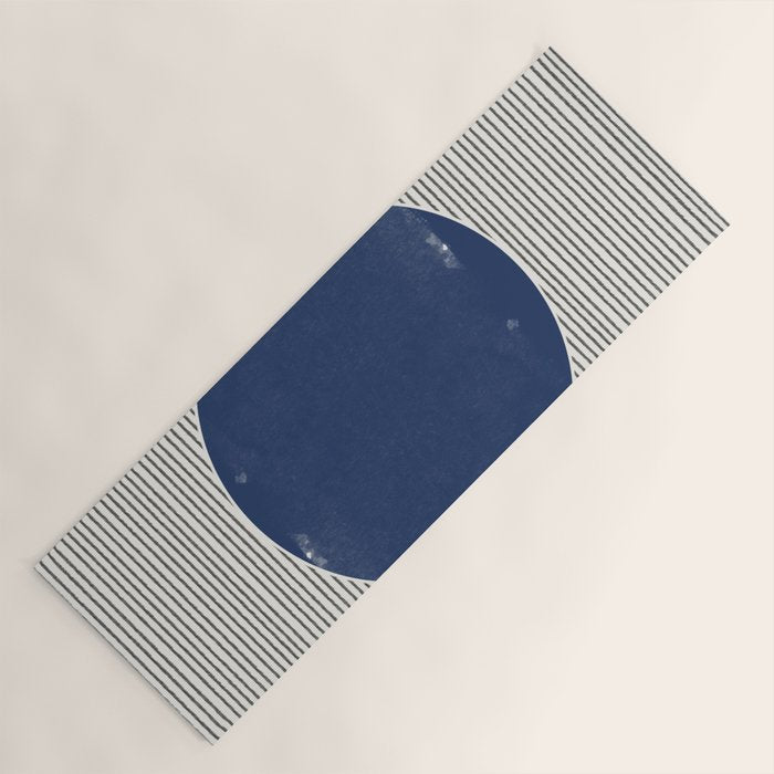 Navy Blue Woodblock  Yoga Mat Gallery Image 1