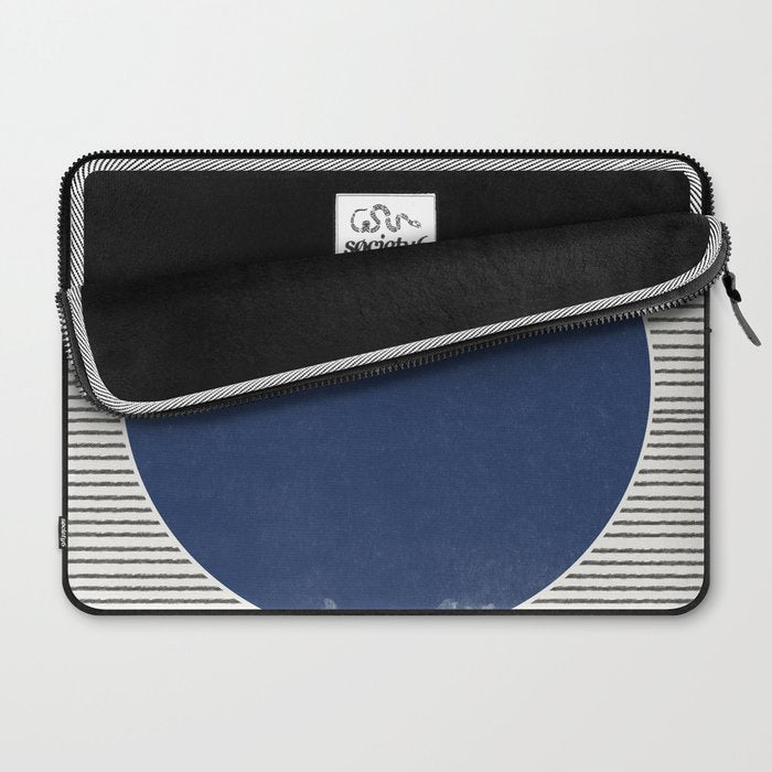 Navy Blue Woodblock  Laptop Sleeve Gallery Image 2